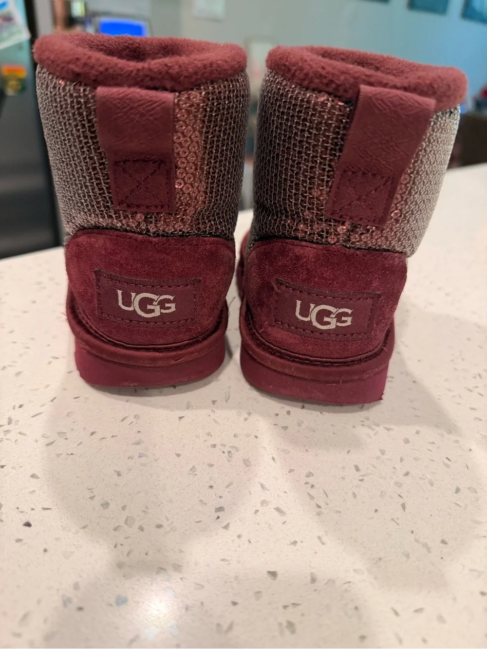 UGG Kids Sequin Boots in Burgundy